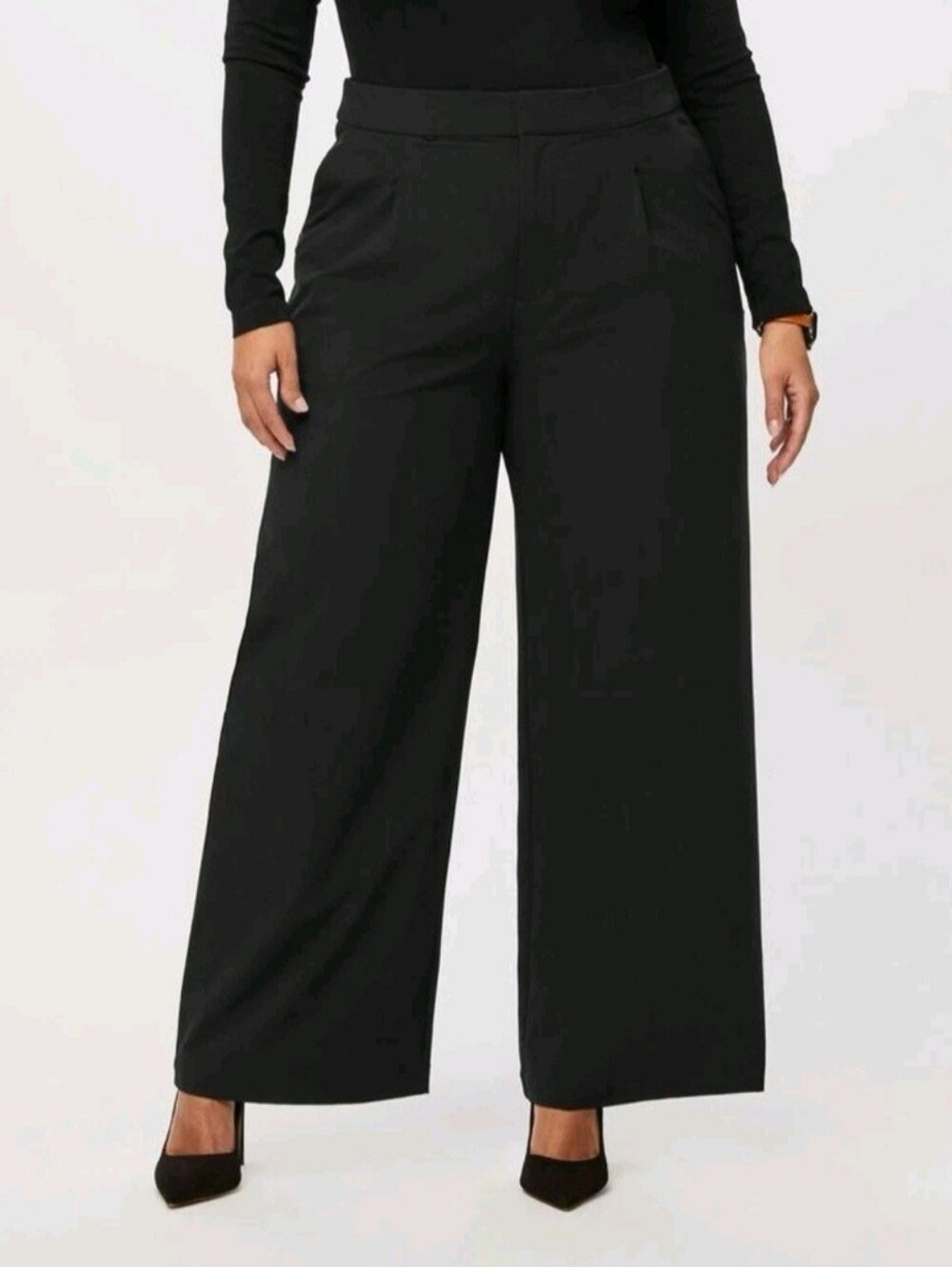 FIGS PRO Women's High-Waisted Wide-Leg Trouser Scrub Pant Black Sz M Technical